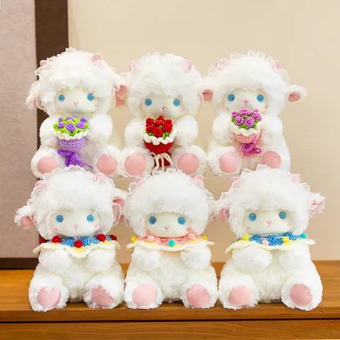 Carino Angelo Pecorella Peluche Bambola Animale Di Peluche Con Fiore Di Rosa Giocattolo Lenitivo Per Bambini