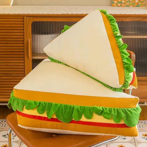Cuscino in Peluche a Sandwich Creativo Carino Cibo Simulato Pane Cuscino Imbottito Morbido Giocattolo Decorativo per Divano Letto
