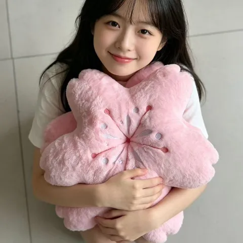 Cuscino in Peluche con Fiore di Ciliegio Rosa Carino Forma di Fiore Cuscino per Divano Morbido Peluche Corto Cotone PP Decorazione