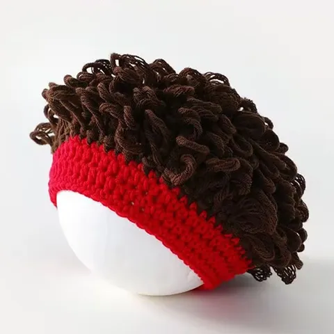 Novelty Wig Beanie Hat Cute Funny Curly Hair Knitted Cap Kids Adults Party Cosplay Costume Accessories