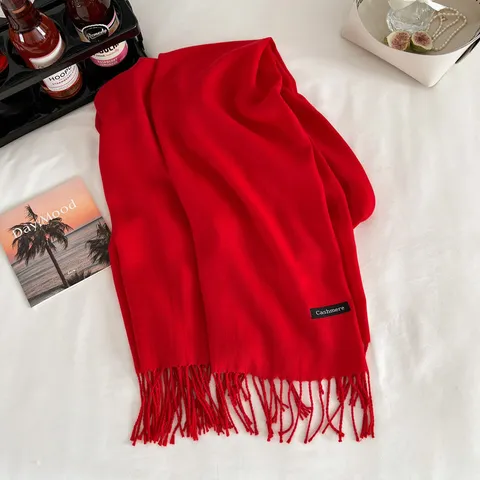 Winter Warm Imitation Cashmere Scarf For Women Men Casual Solid Color Tassels Long Shawl Soft Versatile Neck Scarf