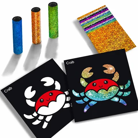 Kinder Folie Kunst Bastelset DIY Magische Transfer Malerei Glitzer Aufkleber Pädagogisches Kreatives Aktivitätsspielzeug