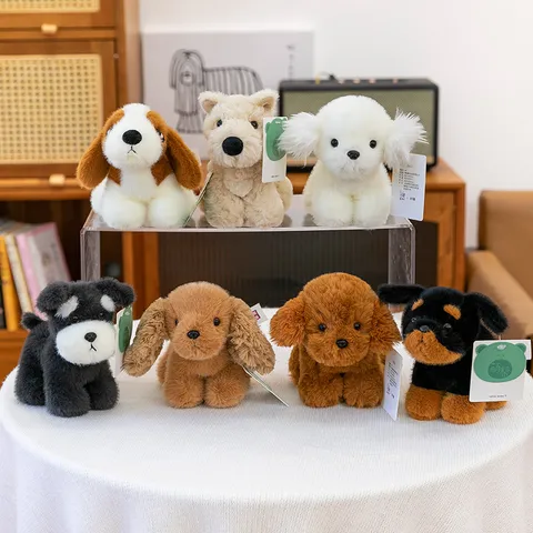 Cute Stuffed Puppy Dog Plush Toy Soft Short Plush Animal Doll Children Birthday Gift Comfort Pillow Desktop Decor