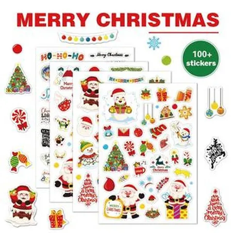 Christmas Stickers Cute Cartoon Santa Snowman Decals For Kids Hand Ledger Scrapbooking Party Decoration