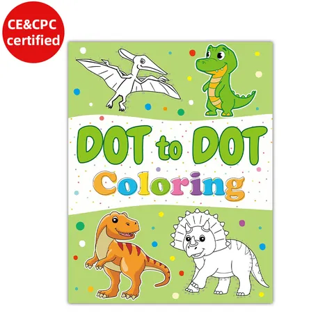 Libro da Colorare per Bambini Unisci i Punti Dinosauro Animale Oceano Cibo Trasporto Apprendimento Giocattolo Educativo di Disegno