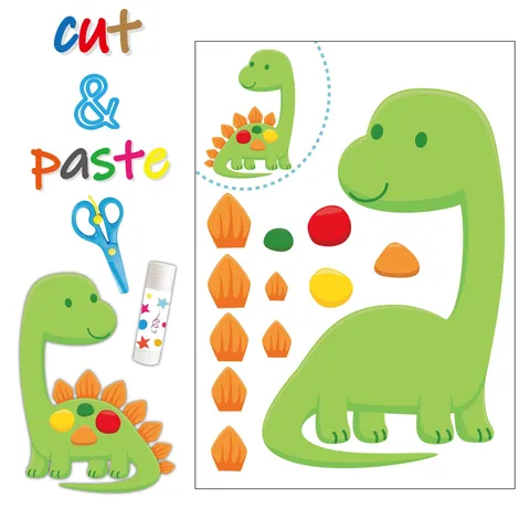 Kinder Papierschnitt Bastelset Pädagogisches DIY Handgemachtes Scrapbook Spielzeug Dinosaurier Tier Prinzessin Thema Feinmotorik