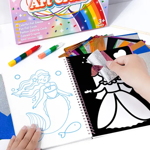 Kinder DIY Folienkunst Bastelset Magisches Prinzessin Spiralnotizbuch Aufkleber Malerei Lernspielzeug Geschenk