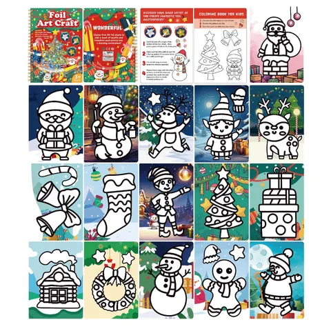 Kit d'Arte in Foglio per Bambini Set di Pittura Magica Fai da Te Libro di Artigianato Educativo con Fogli Colorati e Strumenti