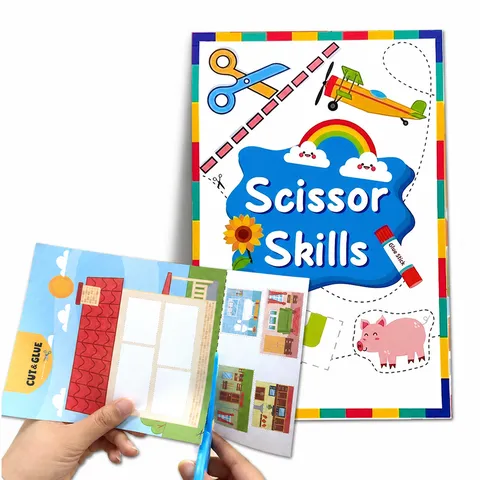 Kinder Papierschnitt Bastelbuch Pädagogisches DIY Frühes Lernen Montessori Scherenfähigkeiten Trainingsspielzeug Aktivitätsbuch Für Kinder