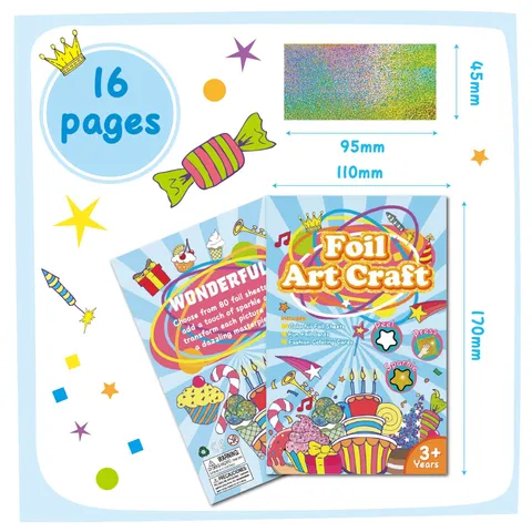 Kinder Folienkunst Bastelset Geburtstag Thema Magische Transferaufkleber Malbuch DIY Handgemachte Lernspielzeug Geschenk Für Kinder