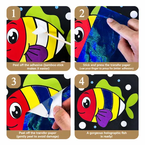 Kinder Folie Kunst Bastelset DIY Magische Transfer Malerei Glitzer Aufkleber Pädagogisches Kreatives Aktivitätsspielzeug