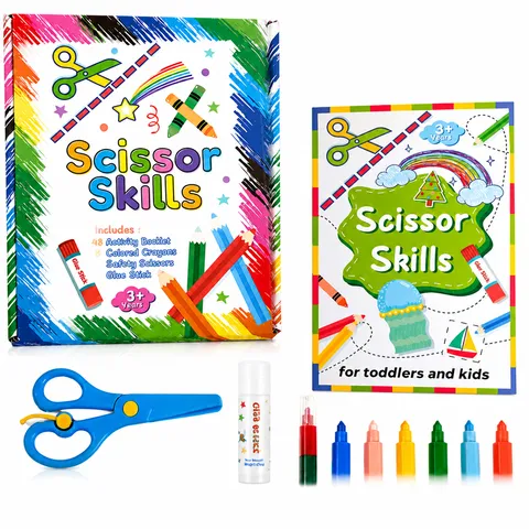 Kinder Papierschnitt Buch Und Sicherheitsschere Bastelset Pädagogisches DIY Kunstaktivität Set Für Kinder Frühes Lernen