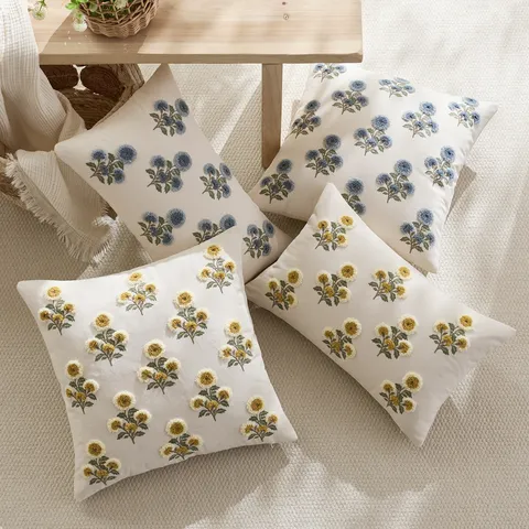 Federa per Cuscino in Tela Ricamata a Fiori Vintage Federa Decorativa Per Divano Soggiorno Arredamento Casa