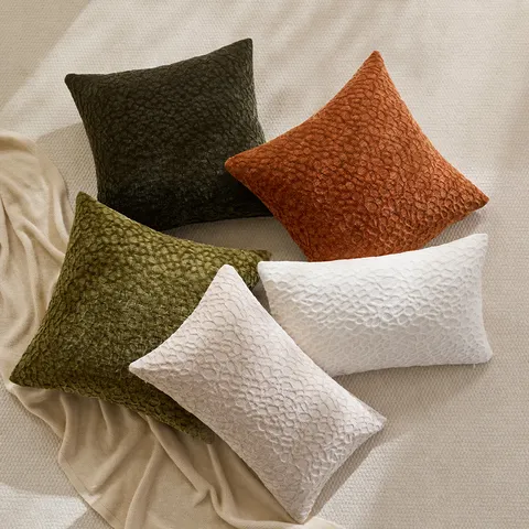 Moderno Minimalista Tinta Unita Chenille Fodera per Cuscino Morbido Fodera per Cuscino Testurizzata per Soggiorno Camera da Letto