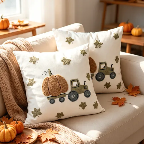 Copricuscino in Tela per Auto con Zucca Autunnale Retro Copricuscino Quadrato Decorativo Per Soggiorno Divano