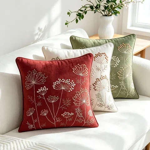Fodera per Cuscino Decorativo Ricamata in Ciniglia Dente di Leone di Lusso Leggero Fodera per Cuscino Floreale Nordica per Soggiorno Divano Letto