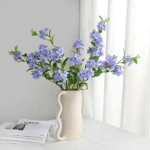 Artificial Silk Hydrangea Flower Long Stem Single Branch Fake Floral For Home Living Room Table Wedding Party Decor