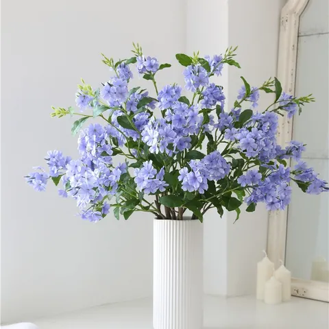Artificial Silk Hydrangea Flower Long Stem Single Branch Fake Floral For Home Living Room Table Wedding Party Decor