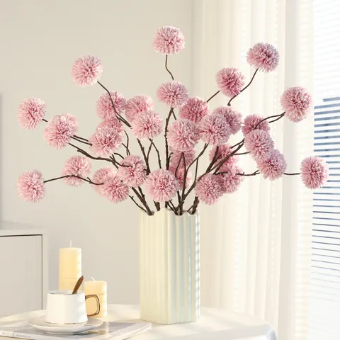 Rami di Fiori di Crisantemo in Seta Artificiale Palla Crisantemo Matrimonio Decorazione Casa Accessori Fotografici Fiori Finti