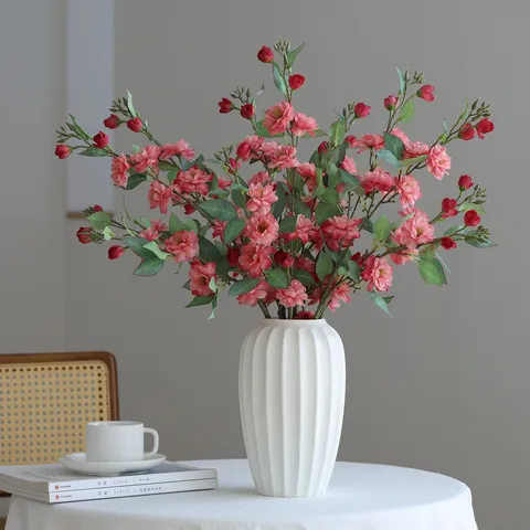 Branche de Fleur en Soie de Camélia Artificielle à Longue Tige Arrangement Floral Réel pour Mariage Déco