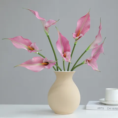 Calla Lily Artificiel Branche Unique PU Double Pétales Fleur Toucher Réel Pour Décoration Maison Mariage Accessoire Photographie