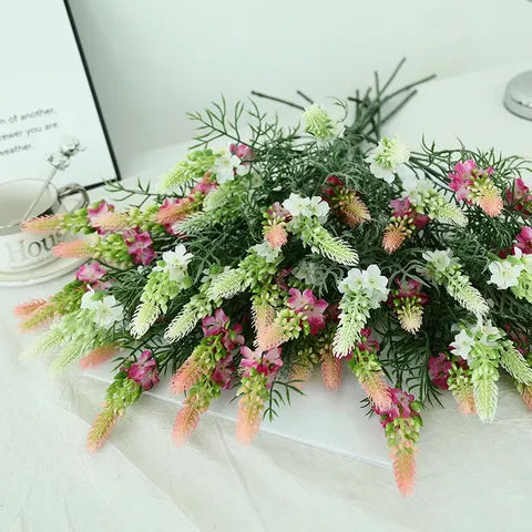 Künstliche Blume Einzelner Stiel Federfächer Lavendel Seidenblume Für Hochzeit Heimdekoration Waldstil Blumenarrangement