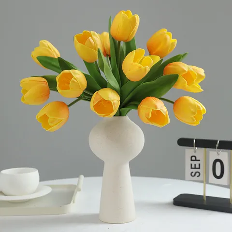Tulip Artificial Flower Bouquet Soft Rubber Fake Flowers For Home Living Room Showcase Wedding Party Decor