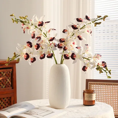 Ramo di Fiori di Seta Artificiale Phalaenopsis Cymbidium Nuovo Minimalista Cinese Retrò Decorazione per la Casa