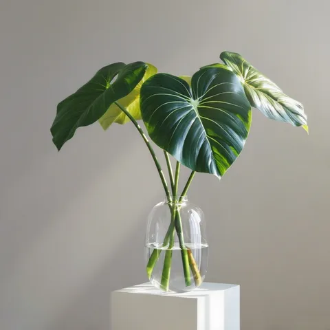 Artificial Philodendron Leaf Plant Stem Tropical Fake Greenery Foliage For Home Hotel Room Wall Decor Party Floral