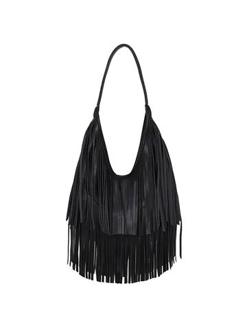 Women's PU Leather Shoulder Bag Fashion Tassel Hobo Bag Large Capacity Casual Underarm Handbag For Daily Commute