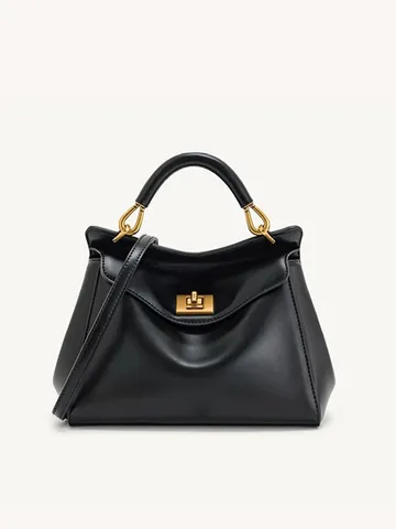 Fashion PU Leather Top Handle Handbag Women Commuting Padlock Shoulder Crossbody Bag Elegant Satchel Purse