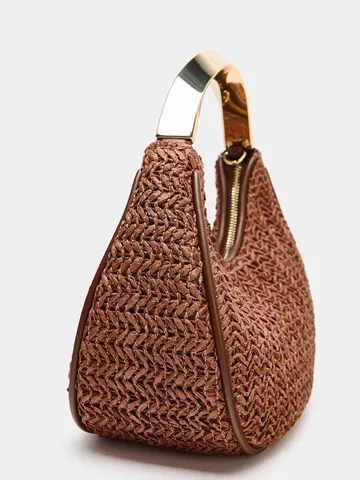 Women PU Leather Dumpling Bag Fashion Elegant Evening Handbag Metal Handle Crossbody Bag Casual Urban Style Purse