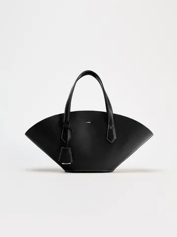 Women PU Leather Tote Shoulder Bag Large Capacity Commuter Handbag Fan-Shaped Retro Casual Top Handle Bag