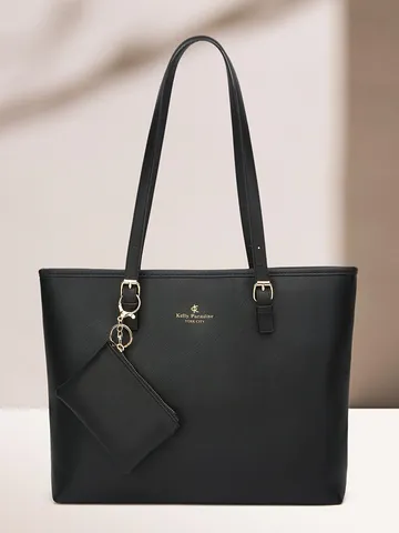 Women Large Capacity Tote Bag PU Leather Fashion Shoulder Handbag Casual Commuter Top Handle Bag With Coin Purse