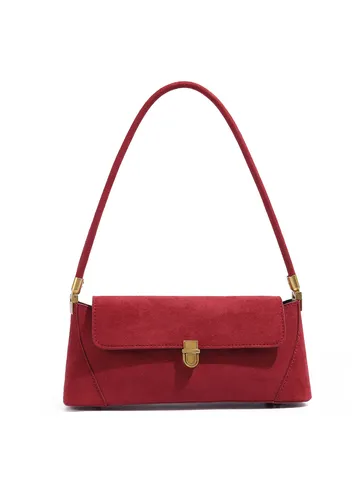 Vintage Underarm Bag French Style PU Leather And Suede Shoulder Bag Chic Retro Tote Purse Casual Daily Handbag