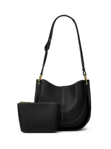 Women Casual Soft PU Leather Saddle Bag Large Capacity Fashion Solid Color Shoulder Crossbody Bucket Bag Daily Purse