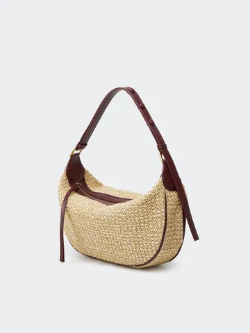 Women Fashion Straw Woven Shoulder Bag Casual Minimalist Dumpling Hobo Bag Underarm Handbag For Daily Commute