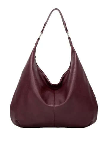Vintage PU Leather Tote Bag For Women Large Capacity Shoulder Bag Casual Commuter Hobo Bag Soft Handbag