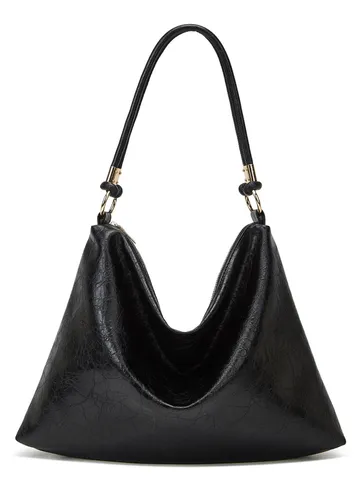 Fashion Women Large Capacity PU Leather Tote Bag Casual Vintage Soft Shoulder Bag Solid Color Daily Handbag