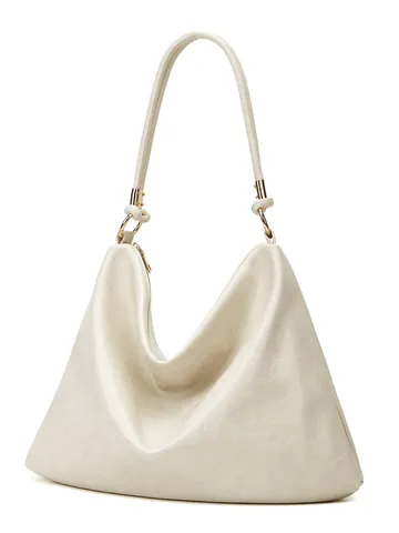 Fashion Women Large Capacity PU Leather Tote Bag Casual Vintage Soft Shoulder Bag Solid Color Daily Handbag