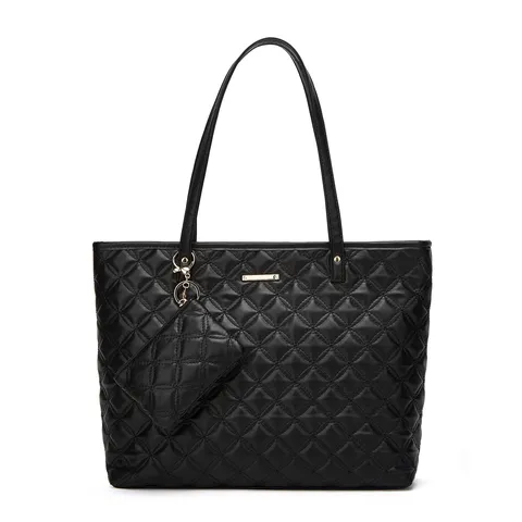 Womens Large Capacity Tote Bag PU Leather Quilted Commuter Shoulder Bag Mother And Child Bag Set Casual Handbag