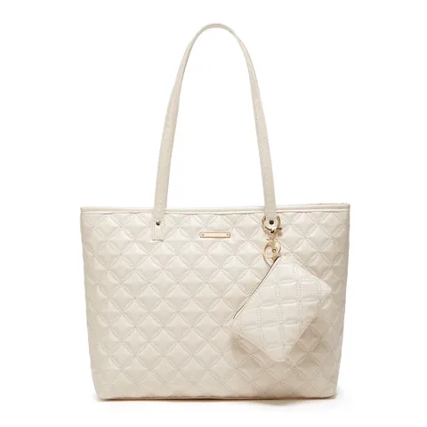 Womens Large Capacity Tote Bag PU Leather Quilted Commuter Shoulder Bag Mother And Child Bag Set Casual Handbag
