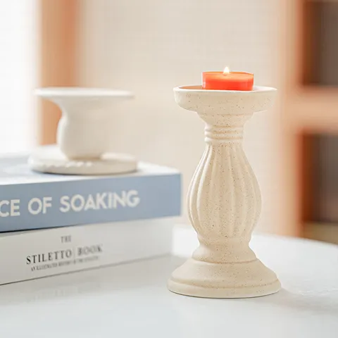 Portacandela in Ceramica in Stile Nordico con Colonna Romana Smalto Vintage Decorazione da Tavolo per Casa Soggiorno