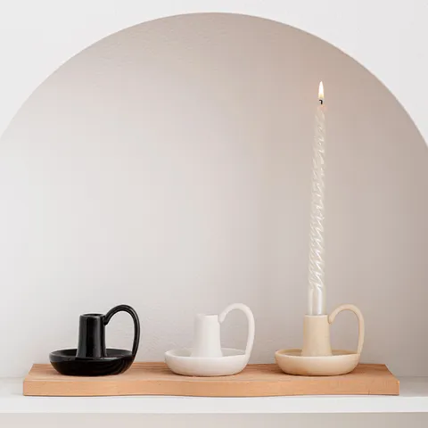 Bougeoir en Céramique Nordique Minimaliste Avec Poignée Support de Bougie Décoratif Moderne pour Décoration de Table à Manger