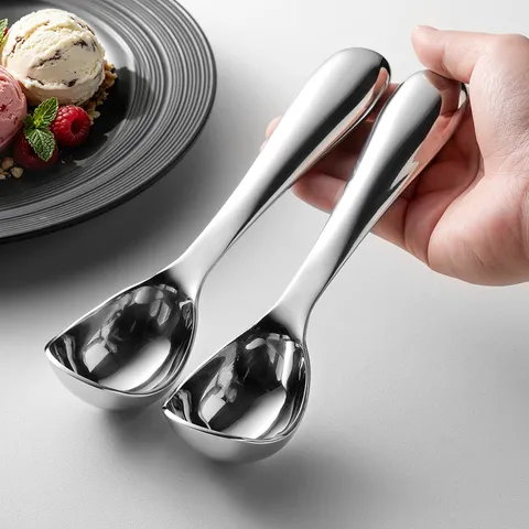 304 Stainless Steel Ice Cream Scoop Thickened Melon Baller Heavy Duty Fruit Digging Spoon Kitchen Dessert Baking Tool