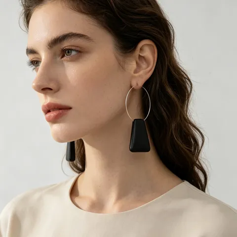 Minimalist Stainless Steel ABS Geometric Earrings Necklace Trendy Fashion Jewelry Set For Women Daily Wear