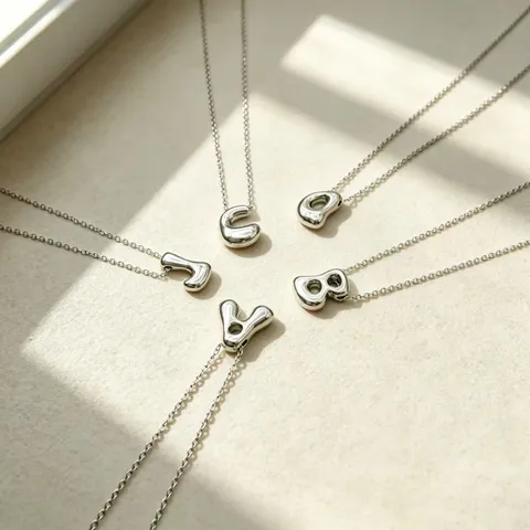 Minimalist Stainless Steel Bubble Letter Pendant Necklace For Women Waterproof Light Luxury Chic Fashion Jewelry Chain