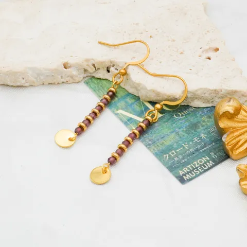 Niche Design Ethnic Style Stainless Steel Drop Earrings French Vintage Retro Beaded Jewelry For Women