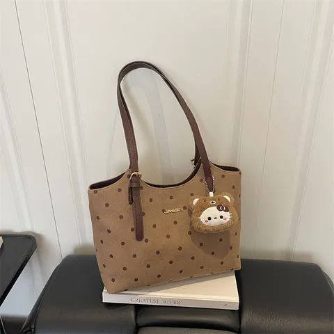 Bolso Tote de Lunares para Mujer Gran Capacidad Estilo Coreano Bolso de Hombro Axilar Bolso de Mano Estampado de Moda Casual para Uso Diario