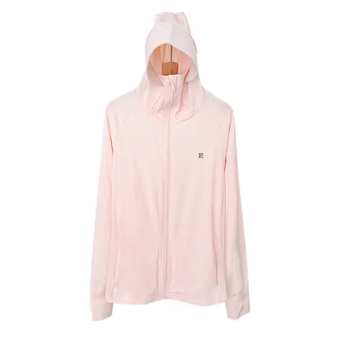 Damen Eisseide Sonnenschutzkleidung UPF50 Atmungsaktiv Leicht Outdoor Kapuzenjacke Mit Gesichtsmaske Krempe Langarm Top